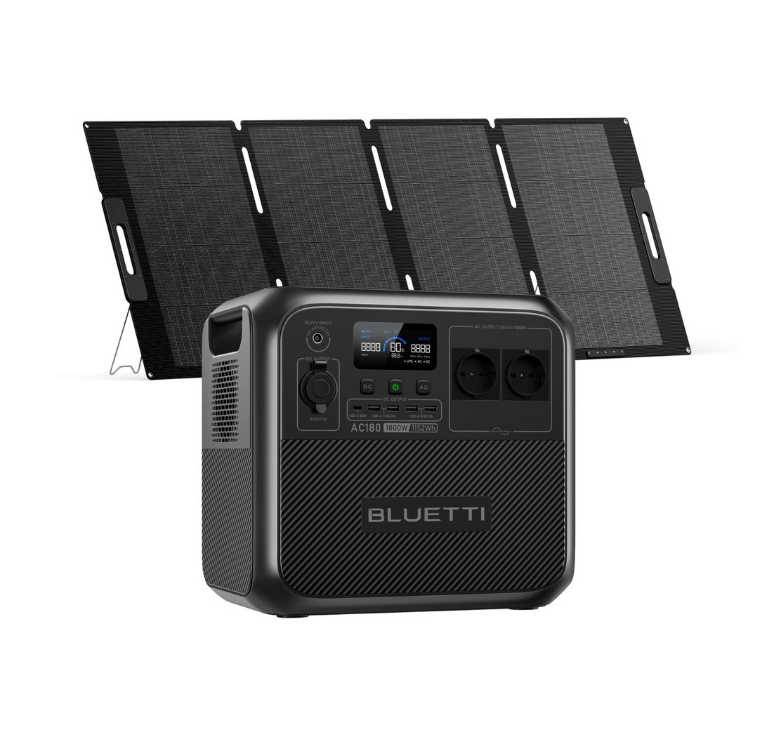 BLUETTI Stromerzeuger AC180 1800W/1152Wh Tragbarer Power Generator mit Solarpanel