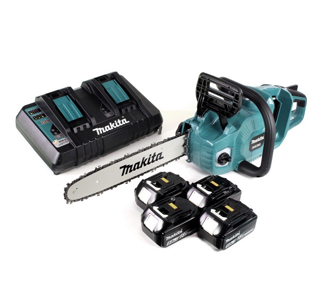 Makita Benzin-Kettensäge DUC 353 PT4 Akku Kettensäge 36V (2x18V) Brushless 35 cm + 4x 5