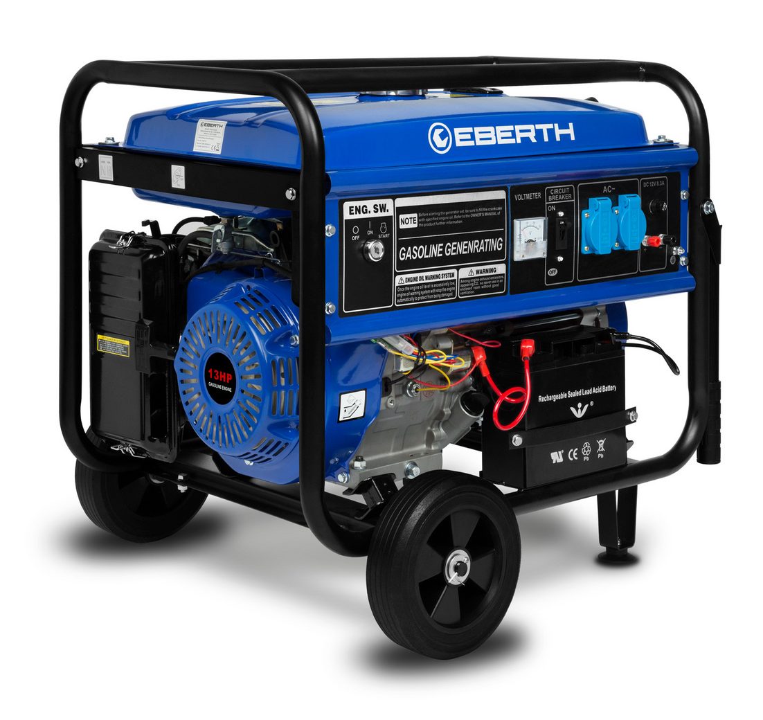 EBERTH Stromerzeuger 5500 Watt Notstromaggregat Stromerzeuger Stromaggregat mit Fahrwerk