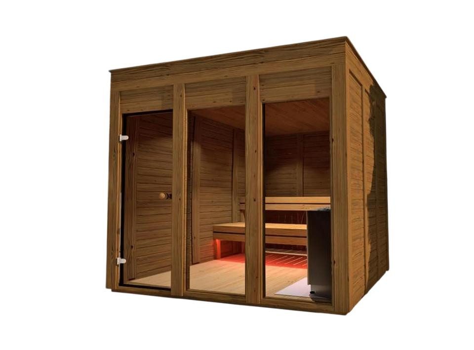 JVmoebel Saunahaus Holzsauna Garten Braun - Trockensauna für Outdoor Wellness