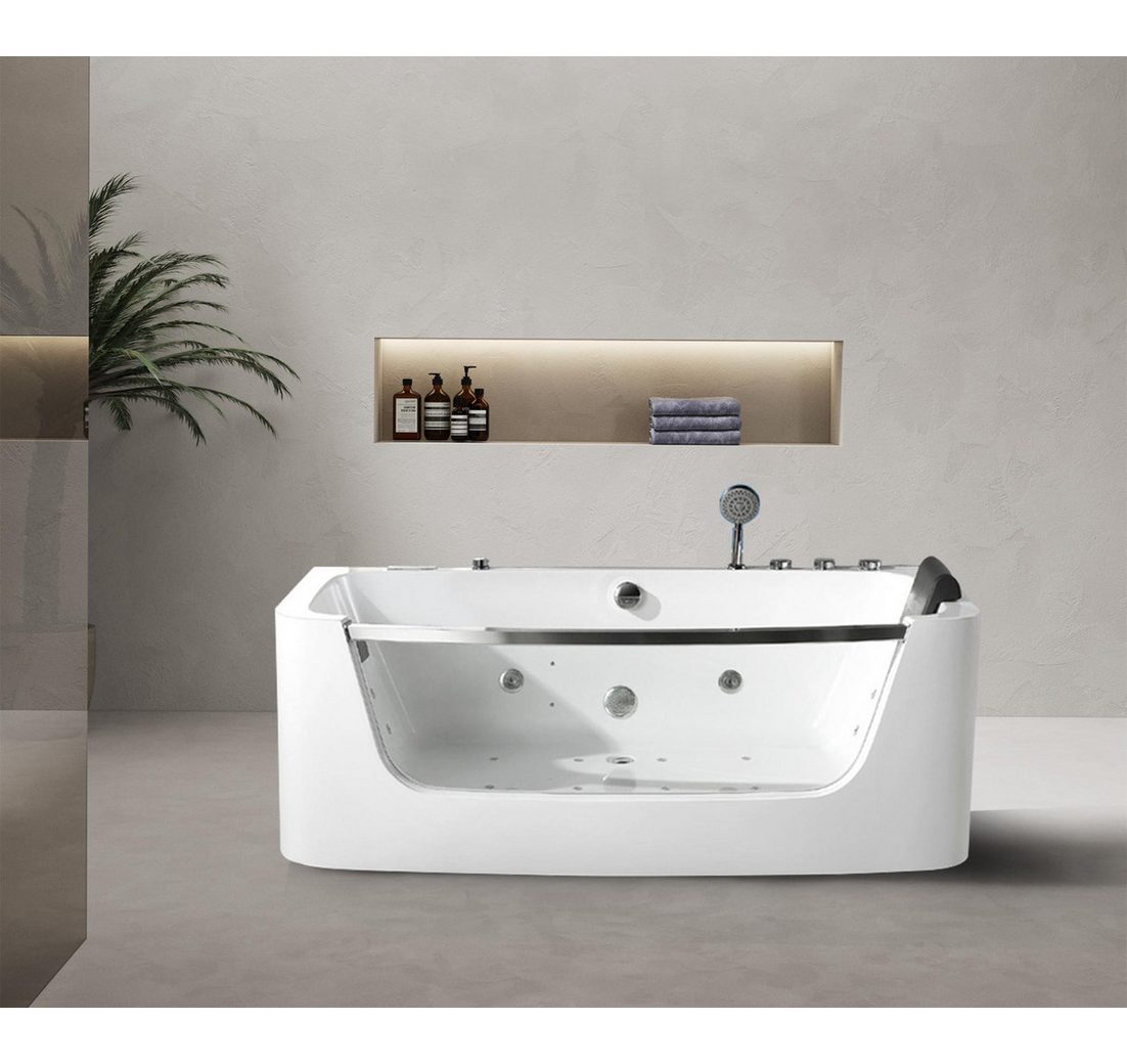 Xlmoebel Whirlpool Exklusive Whirlpool-Badewanne mit Glasfront 150x80cm - Luxuriöse