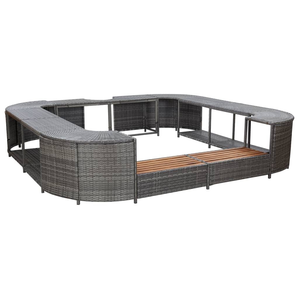 vidaXL Whirlpool Whirlpool-Umrandung Quadratisch Grau 268x268x55 cm Polyrattan