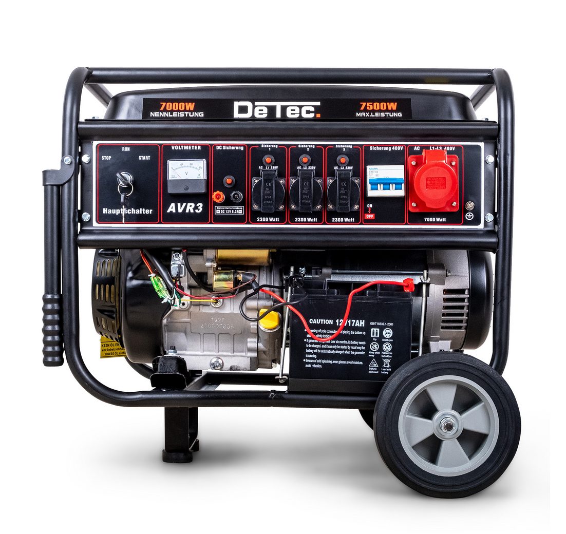 DeTec. Stromgenerator Benzin 7 kW DT-LB7500E-3 400V Starkstrom Generator E-Start 3-Phasen