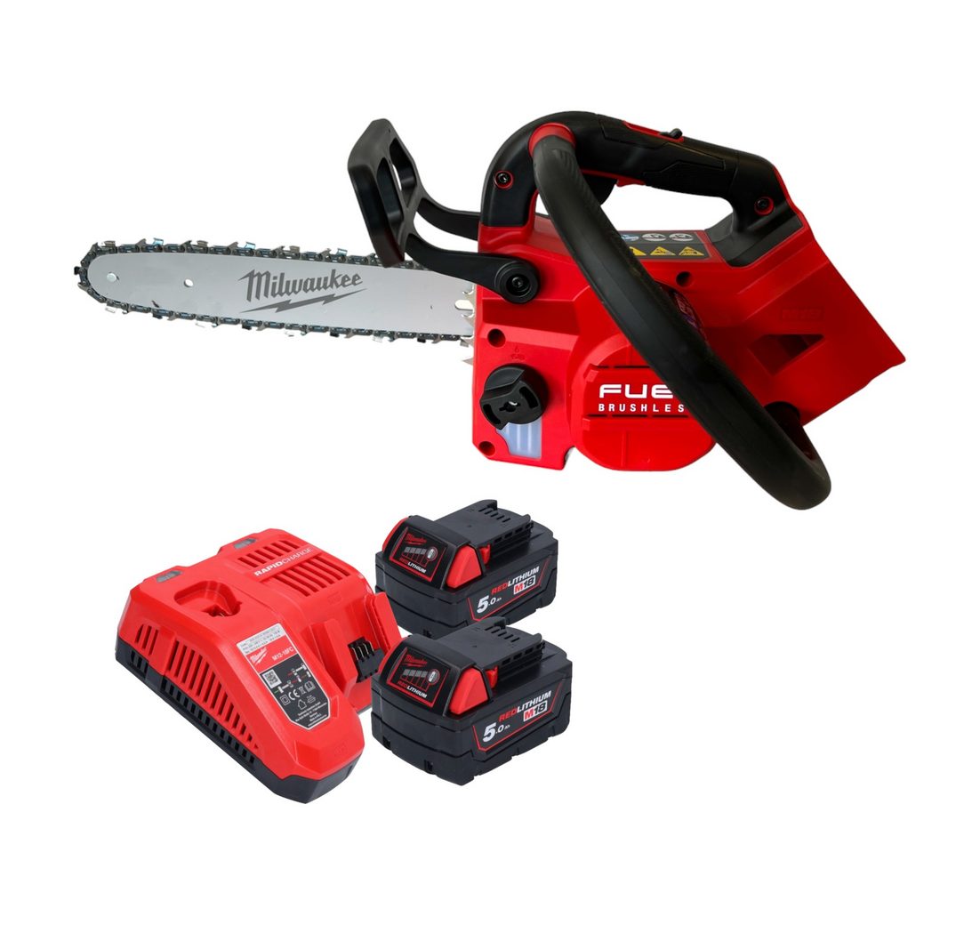 Milwaukee Benzin-Kettensäge M18 FTHCHS30-552 Akku Kettensäge 18 V 30 cm + 2x Akku 5 Ah