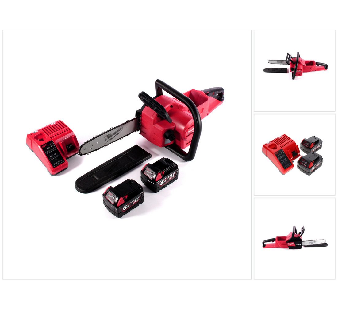 Milwaukee Benzin-Kettensäge M18 FCHSC-502C Akku Kettensäge 18 V 30 cm Brushless + 2x Akku 5