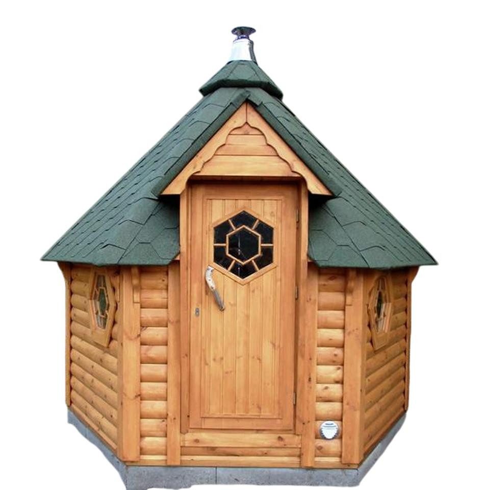 JVmoebel Saunahaus Saunahütte Holzsauna Gartensauna Outdoor-Sauna Braun