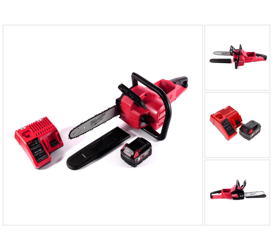 Milwaukee Benzin-Kettensäge M18 FCHSC-501C Akku Kettensäge 18 V 30 cm Brushless + 1x Akku 5