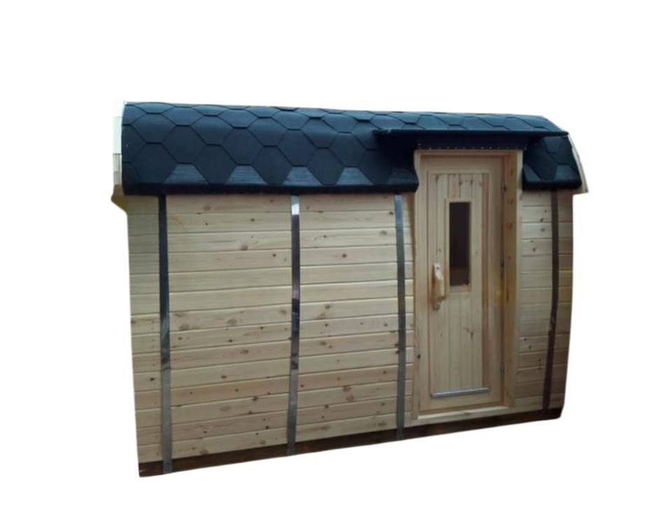 JVmoebel Saunahaus Trockensauna Holzsauna Gartensauna Outdoor-Sauna Wellnessfass Braun