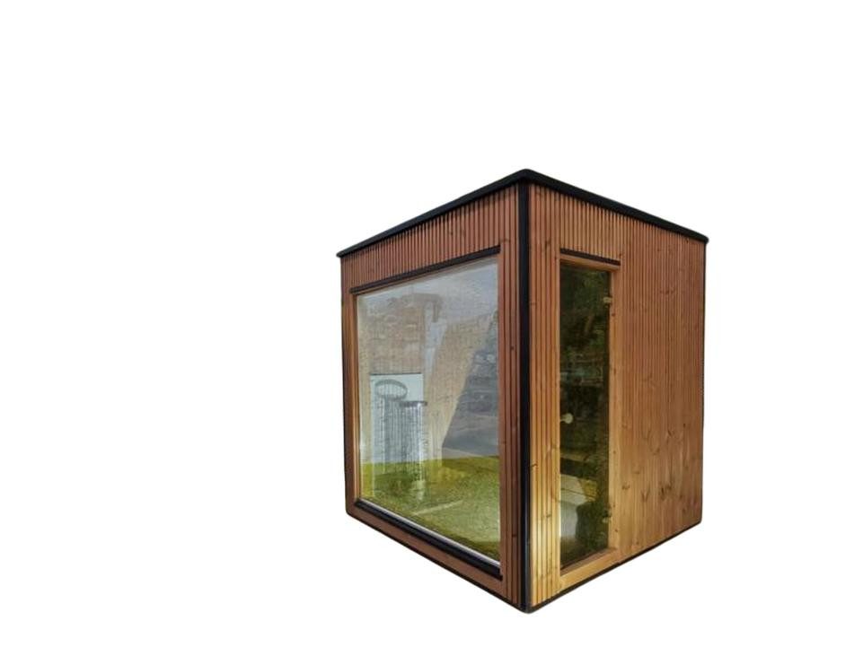 JVmoebel Saunahaus Moderne Holz Gartensauna Panorama Außensauna in Braun