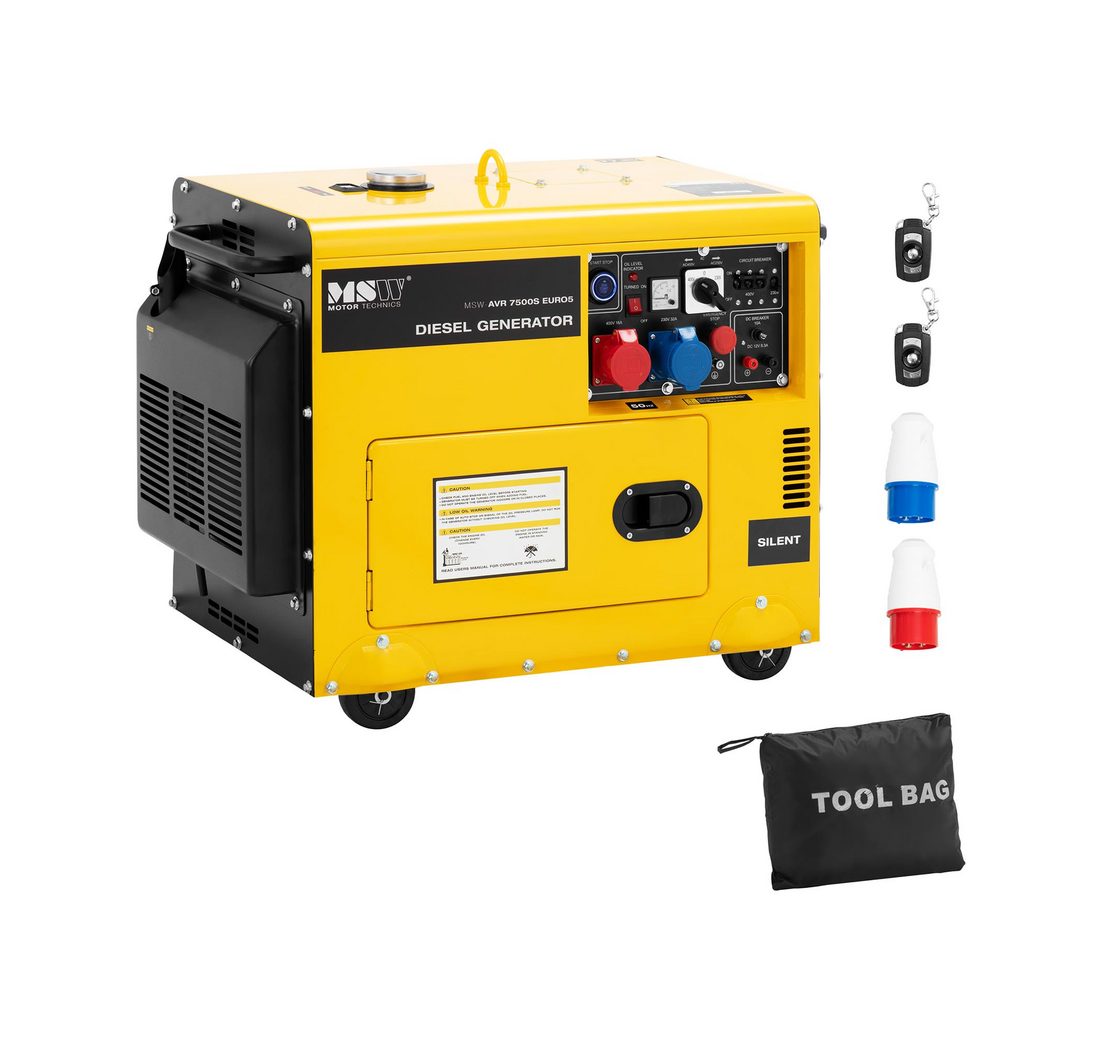 MSW Stromerzeuger Notstromaggregat Diesel - 6370/7500 W - 1L - 230/400 V - AVR - Euro 5