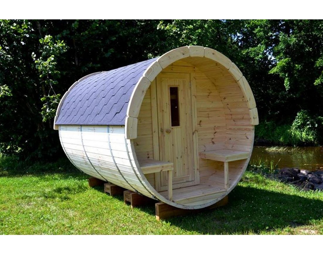 JVmoebel Saunahaus Saunafass Gartenhaus 46mm für 4-6 Personen 2.27 x 2.4 x 2.38 m