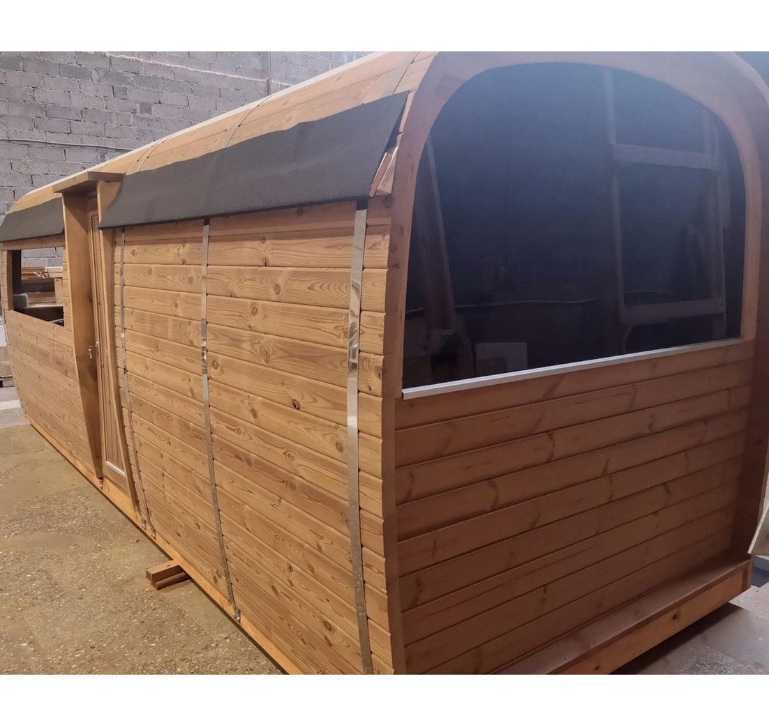 JVmoebel Saunahaus Holzsauna Kiefernholz Saunahaus 480 x 230 x 260 cm 46mm