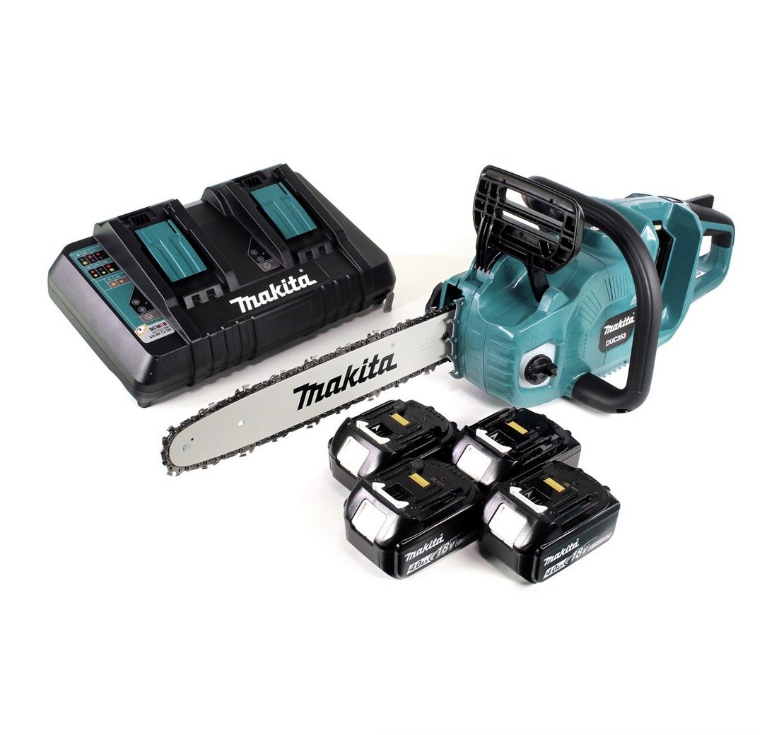 Makita Benzin-Kettensäge DUC 353 PM4 Akku Kettensäge 36V (2x18V) Brushless 35 cm + 4x 4