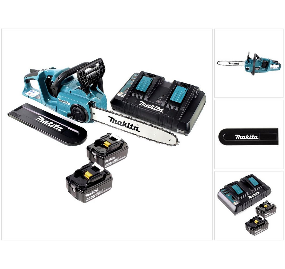 Makita Benzin-Kettensäge DUC 353 PT2 Akku Kettensäge 36V (2x18V) Brushless 35 cm + 2x 5