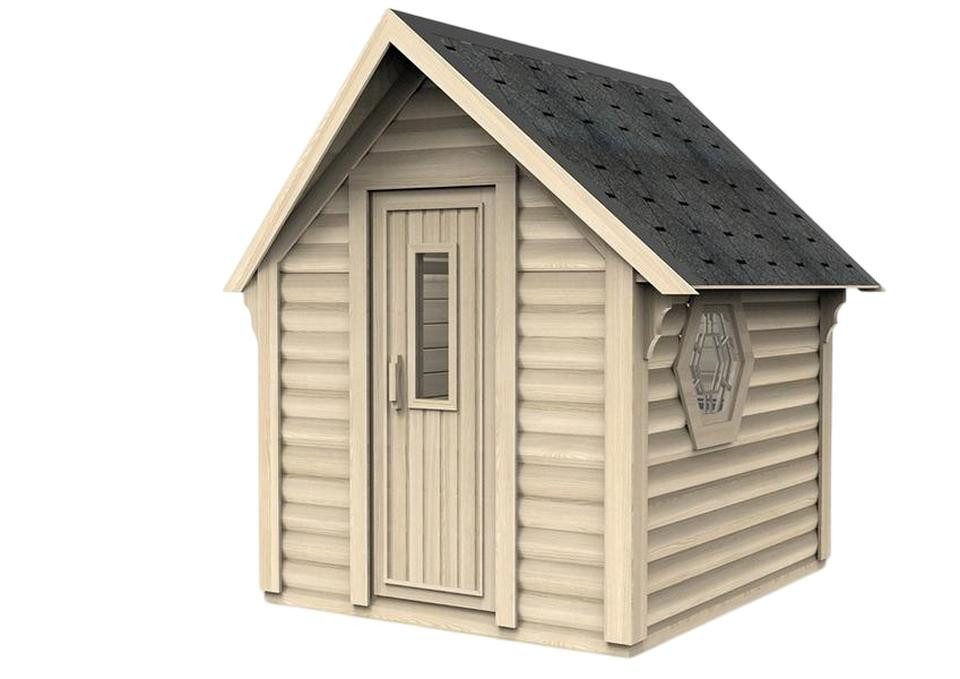 JVmoebel Saunahaus Trockensauna Gartensauna Holzsauna Beige mit Glas für Wellness