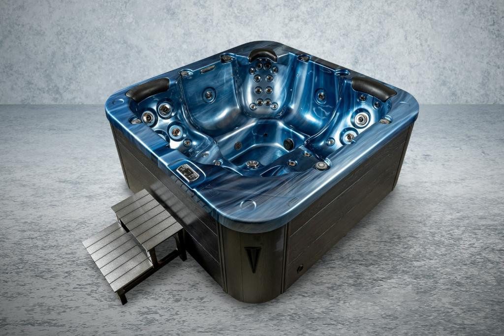 PureHaven Whirlpool 215x215 cm für 5 Personen mit 53 Massagedüsen Heizung Farblicht