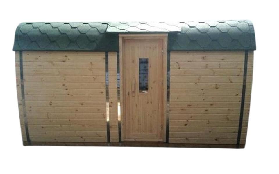 JVmoebel Saunahaus Holzsauna Fass Garten Sauna Trockensauna Saunahütte Braun Outdoor