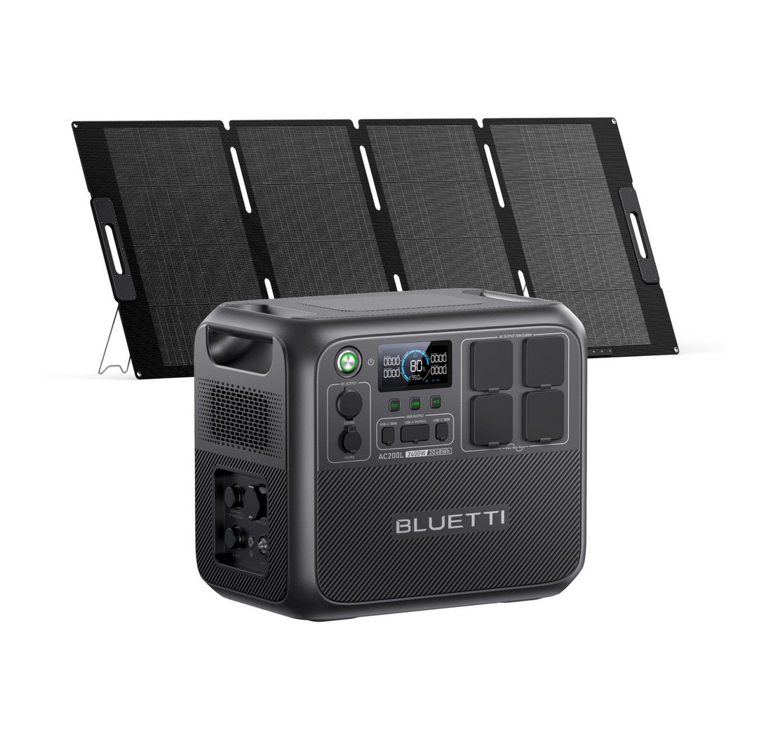 BLUETTI Stromerzeuger AC200L+MP200 2400W Tragbare Solargenerator mit 200 W Solarpanel
