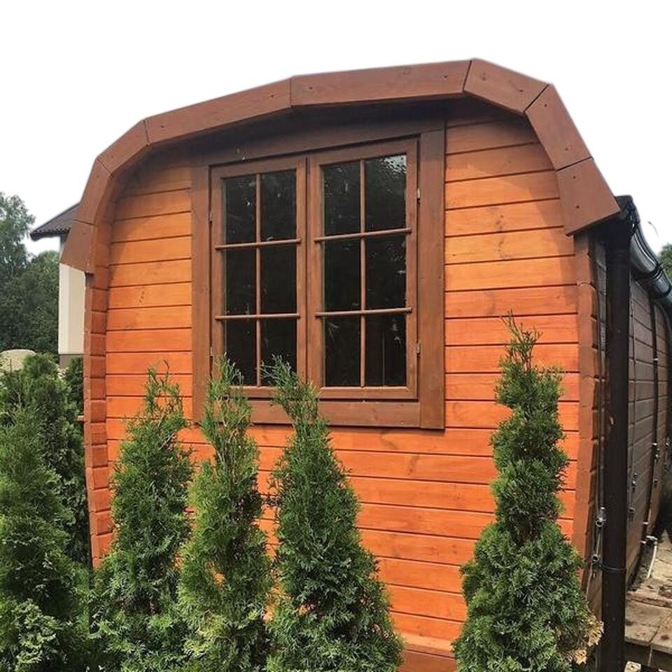 JVmoebel Saunahaus Holzsauna Außensauna Kiefernholz Saunatonne Braun Saunahaus