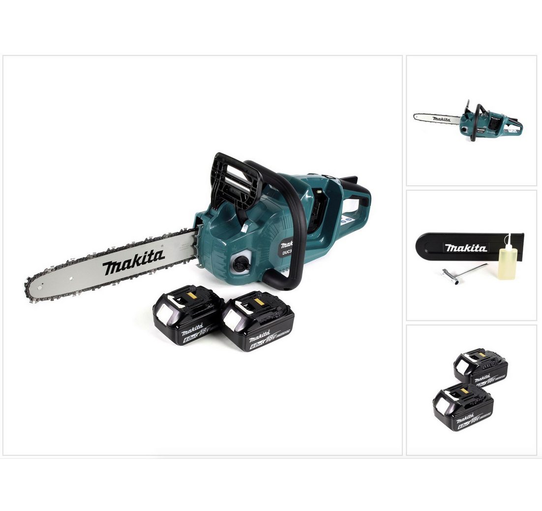 Makita Benzin-Kettensäge DUC 355 G2 Akku Kettensäge 36V (2x18V) Brushless 35 cm + 2x 6