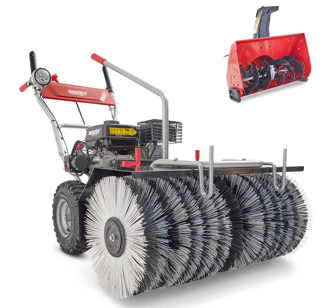 Hecht Benzin-Kehrmaschine 8680 SE mit Schneefräskopf