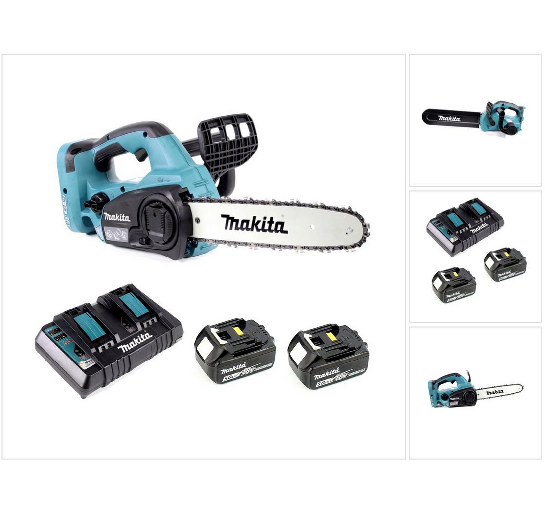 Makita Benzin-Kettensäge DUC 302 PT2 Akku Kettensäge 36V 30cm + 2x Akku 5