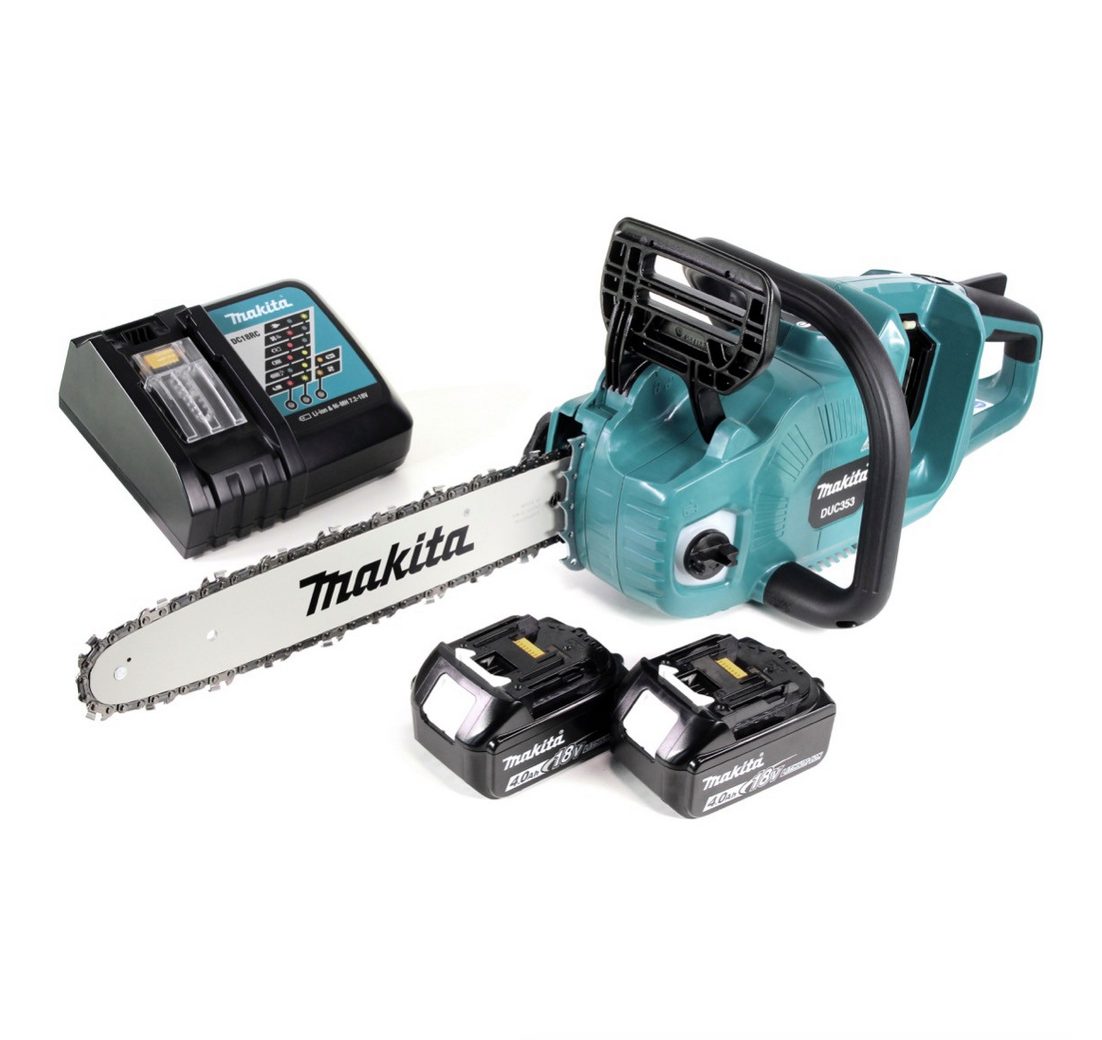 Makita Benzin-Kettensäge DUC 353 RM2 Akku Kettensäge 36V (2x18V) Brushless 35 cm + 2x 4