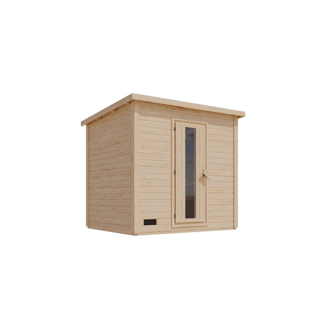 Karibu Saunahaus Karibu 38 mm Saunahaus Melo 3 naturbelassen mit Ofen 9 kW