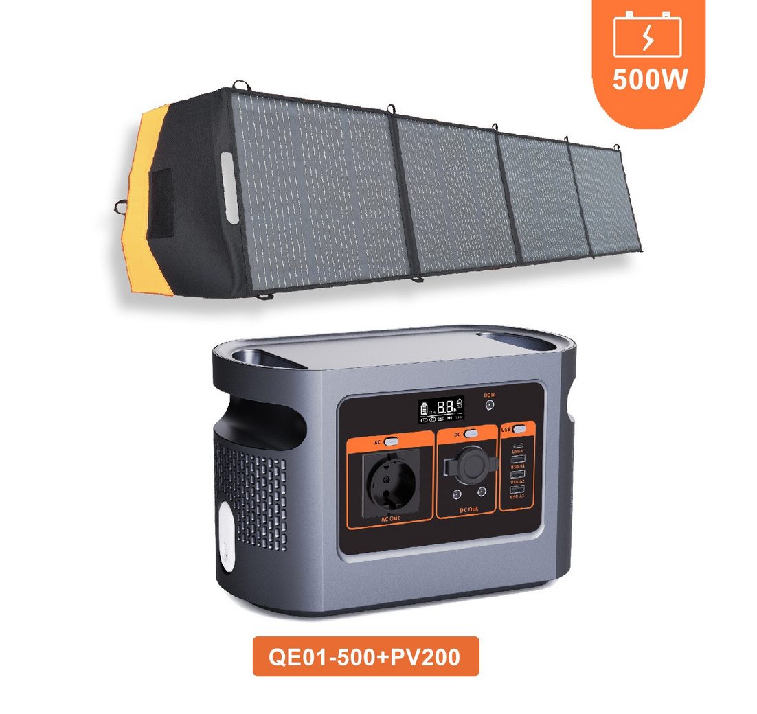 Fine Life Pro Stromerzeuger Power Station QE01-500Wh/1008Wh Mit Solar panel PV200