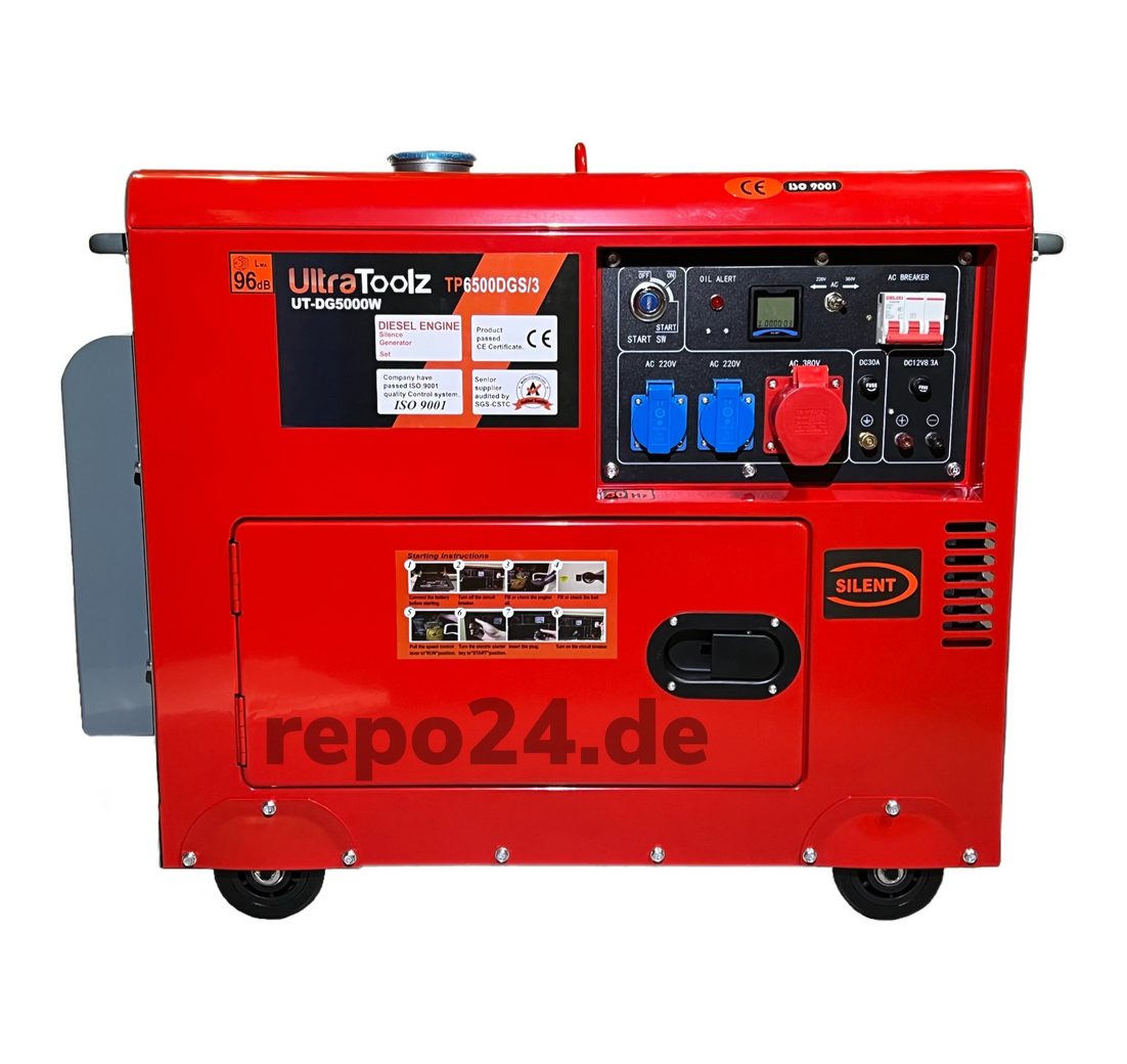 UltraToolz Stromerzeuger Diesel Stromerzeuger Generator Notstromaggregat 5 kW mit E-Start