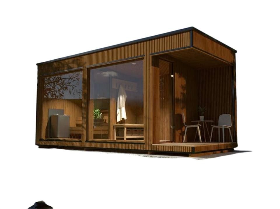JVmoebel Saunahaus Massivholz Trockensauna im Landhausstil für Garten - Braun