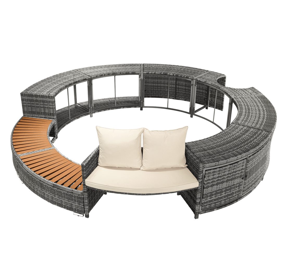 PE-graues Rattan und Akazienholz)