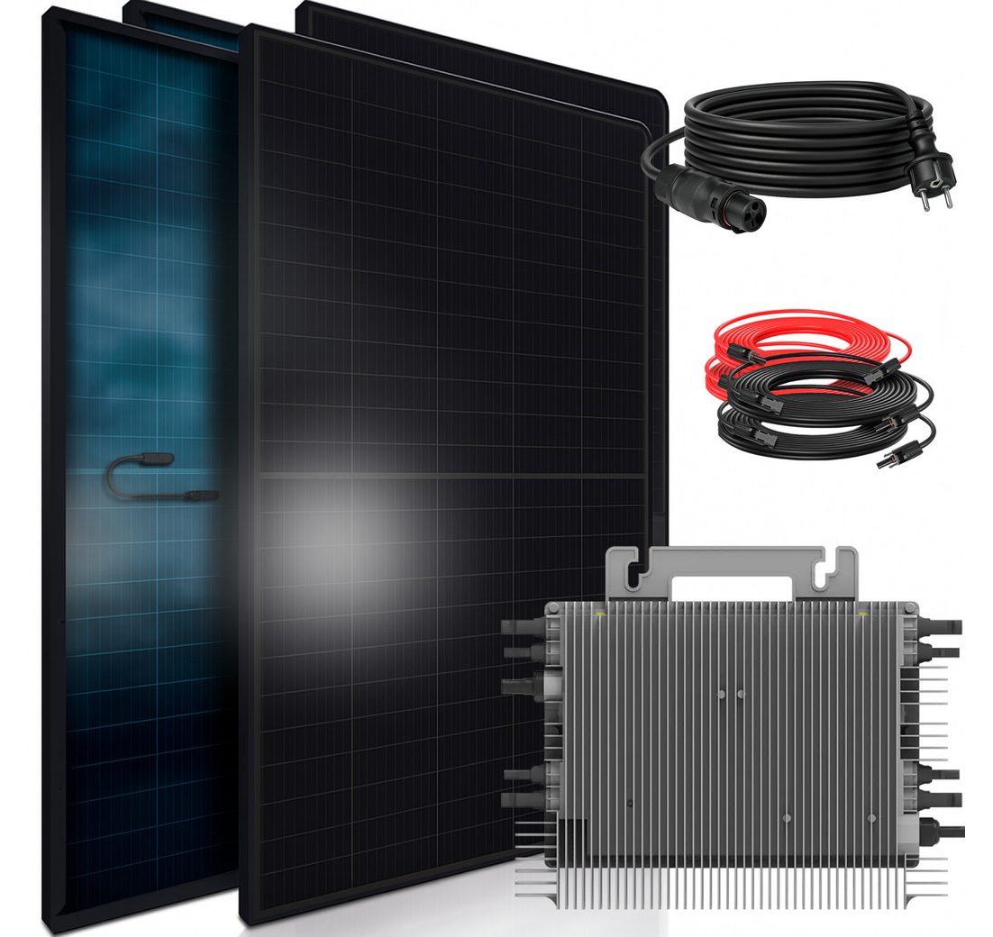SUNNIVA Balkonkraftwerk 1840W BIFAZIAL FULLBLACK komplett Steckdose