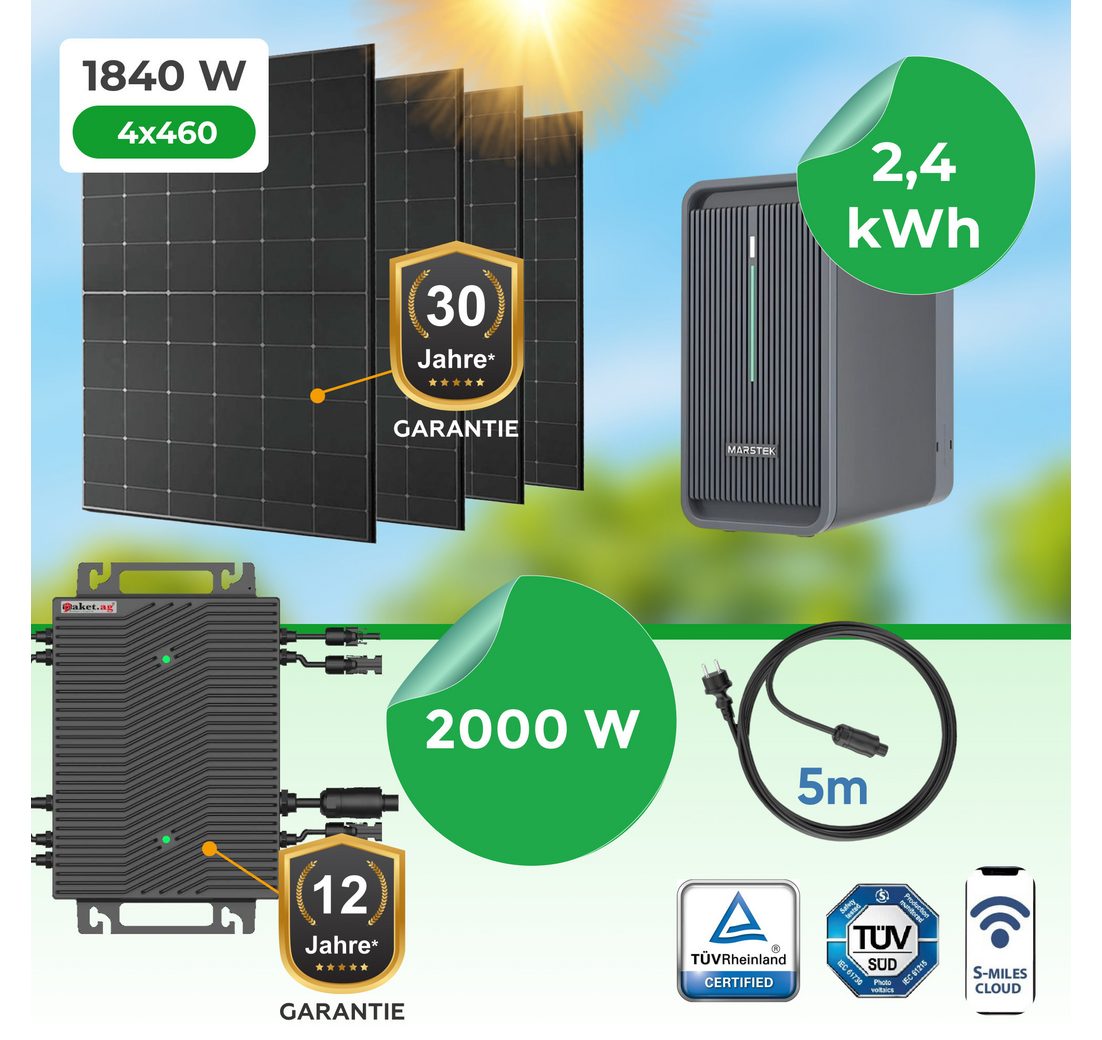Paket.ag Balkonkraftwerk 1840W mit 2000W Wechselrichter & 2