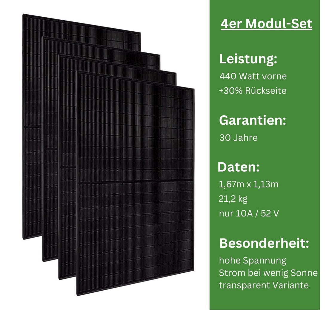 MyVoltaics Balkonkraftwerk 800 Watt MODULE nachrüsten mit 4 Modulen je 440+ Watt Versand gratis