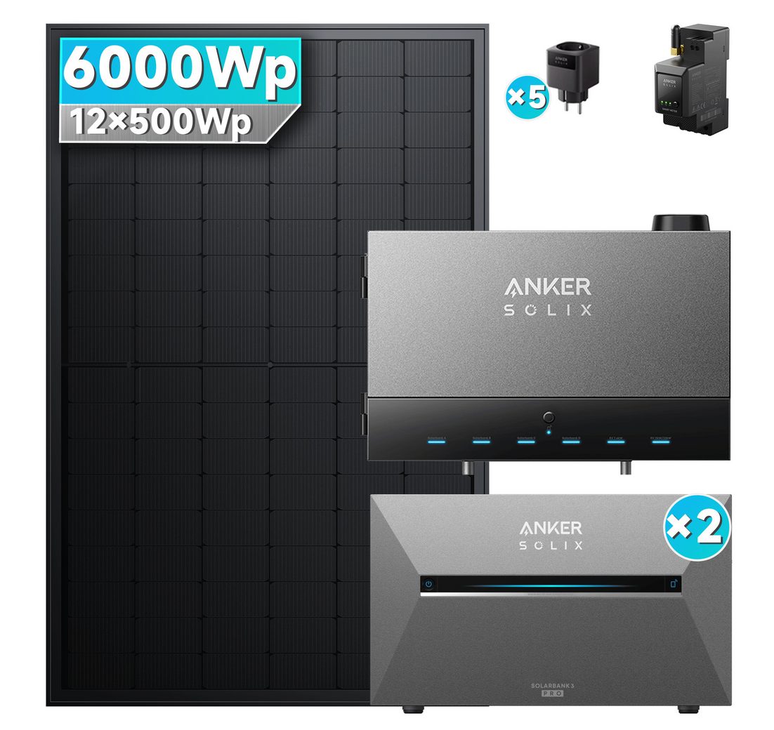 SolarMars Balkonkraftwerk mit Speicher 6000W mit Power Dock Solarbank Multisystem