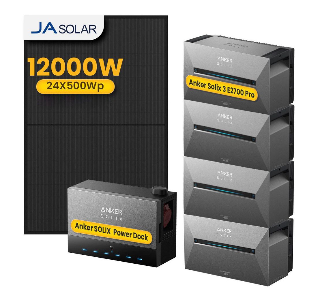Anker Balkonkraftwerk 12000W Anker SOLIX Solarbank Power Dock mit Solarbank 3 Pro Speicher