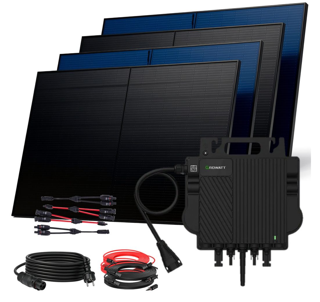 SUNNIVA Balkonkraftwerk 2000W Balkonkraftwerk BIFAZIAL FULLBLACK komplett Steckdose