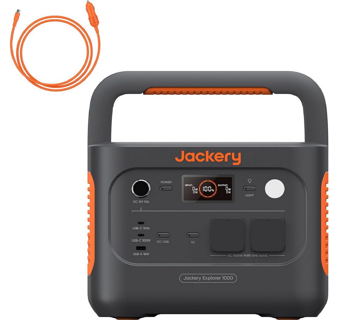 Jackery Stromgenerator Explorer 1000 v2 Tragbare Powerstation mit Ladekabel 1070Wh LiFePO4