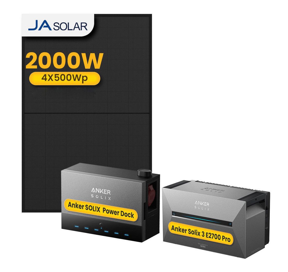 Anker Balkonkraftwerk 2000W Anker SOLIX Solarbank Power Dock mit Solarbank 3 Pro Speicher