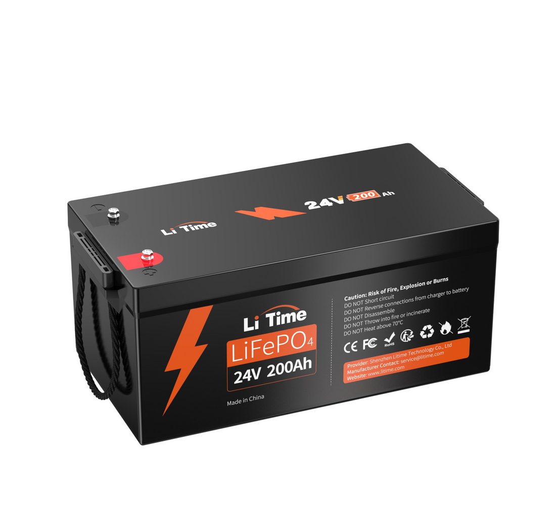LiTime 24V 200Ah LiFePO4 Batterie mit BMS 5120Wh Solarakkus (24 V)