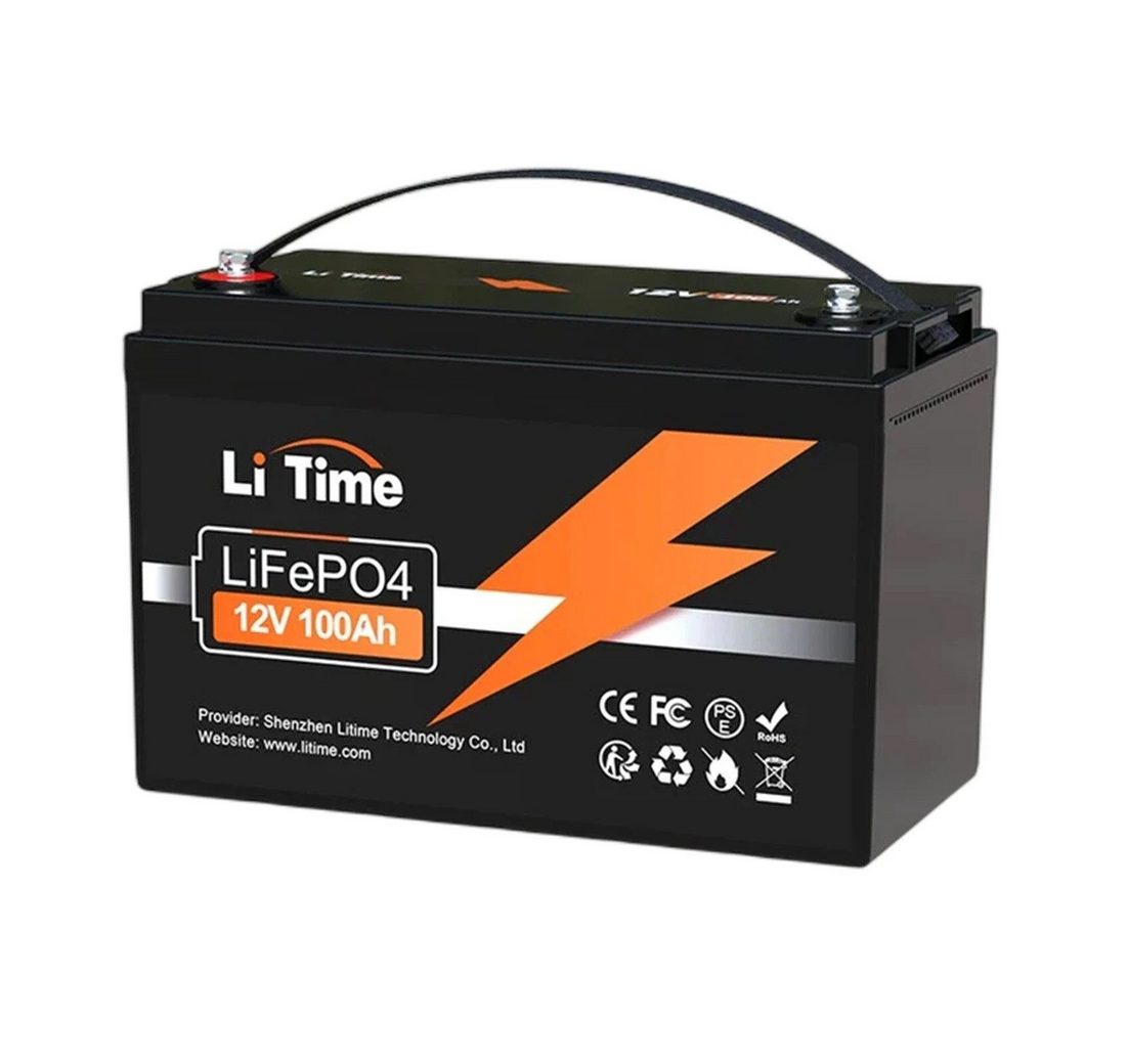 LiTime 12V 100Ah LiFePO4 Batterie mit BMS IP65 1280Wh Stromspeicher Solarakkus (12 V)