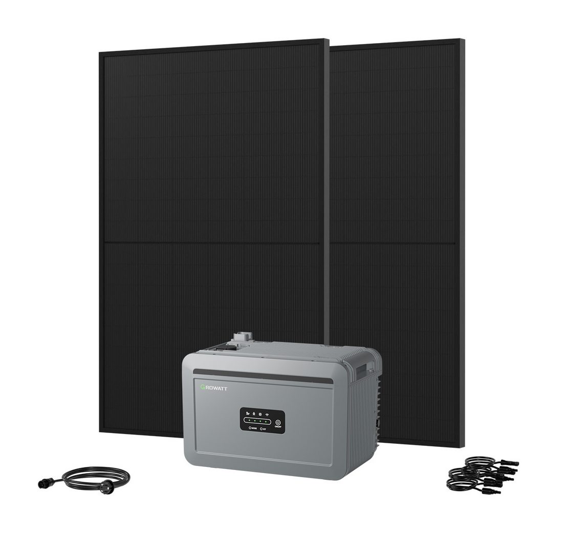 Growatt Balkonkraftwerk 900W Bifazial PV mit Speicher Growatt NEXA 2000 2048Wh All-in-One LFP