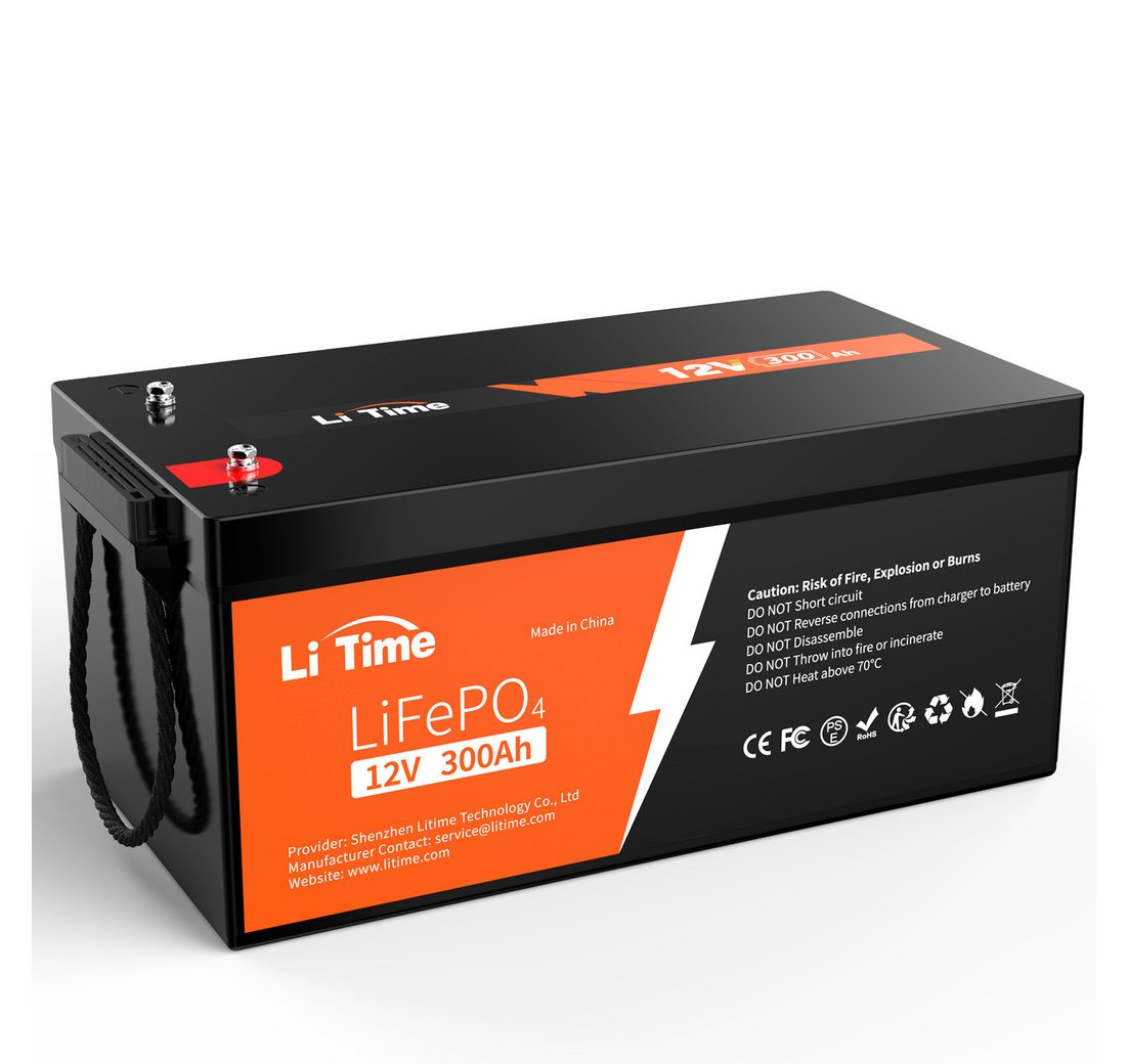 LiTime LiTime 12V 300Ah Lithium Batterie mit BMS LiFePO4 3840Wh Energie Solarakkus (12 V)