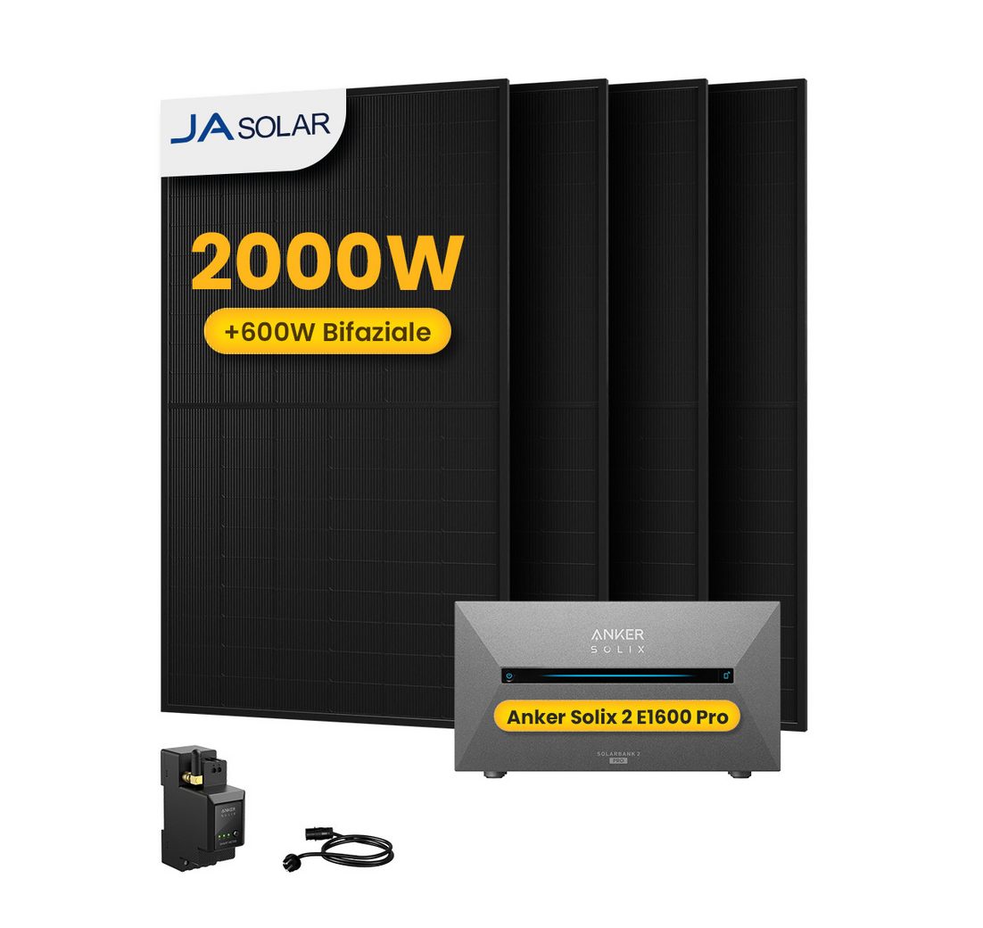 Anker Balkonkraftwerk 2000W Solaranlage Anker Solix Solarbank 2 E1600 Pro mit Smart Meter
