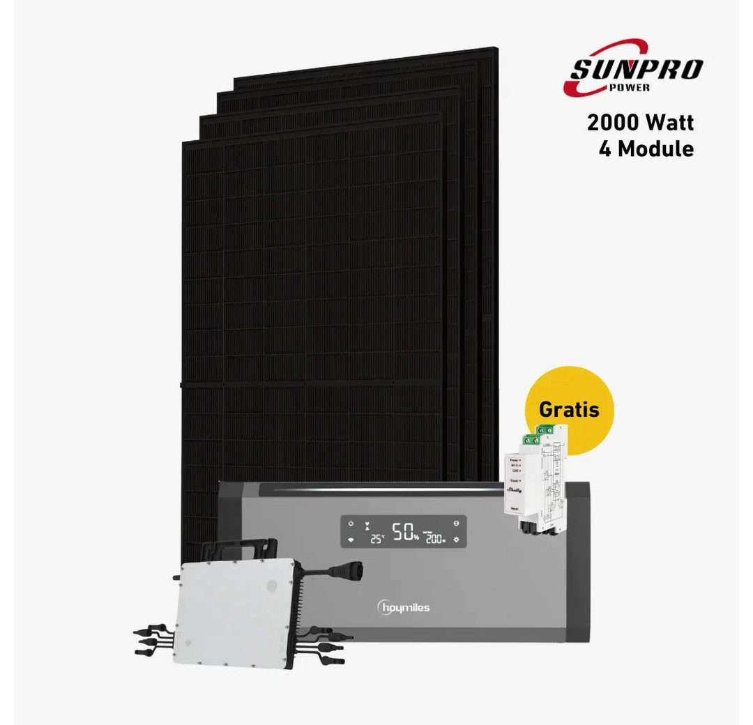 Balkonstrom Balkonkraftwerk Balkonkraftwerk 2000 Watt mit Hoymiles HiBattery 1920 AC