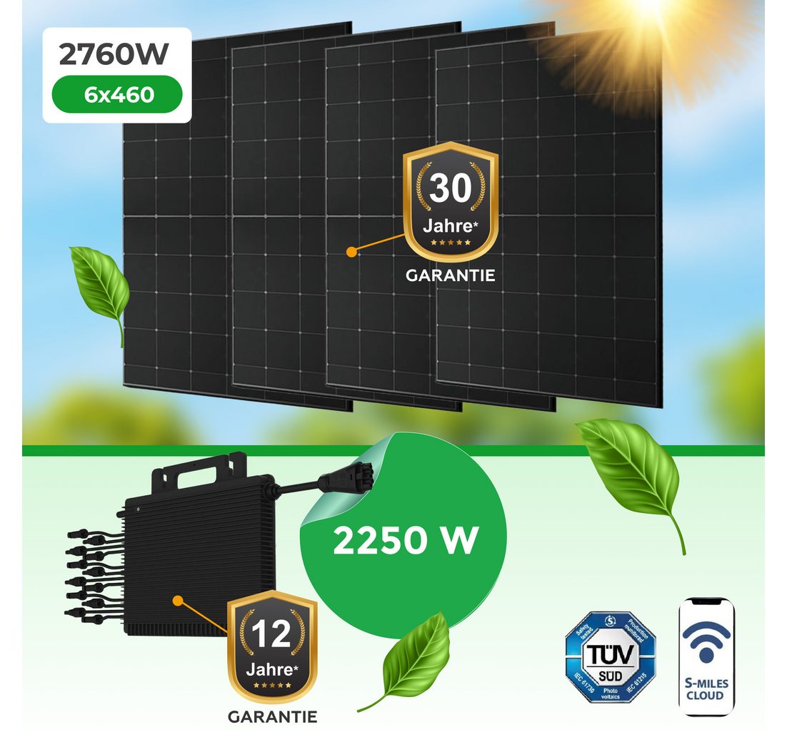 Paket.ag Balkonkraftwerk Mini Kraftwerk 2760Watt mit Hoymiles HMT 2250T Wechselrichter
